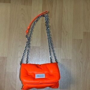 Maison Martin Margiela Orange Shoulder Bag with Silver Chain